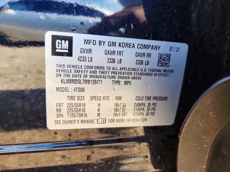 2021 Buick Encore Gx მანქანა იყიდება აუქციონზე, vin: KL4MMDSL7MB139471, აუქციონის ნომერი: 57319956