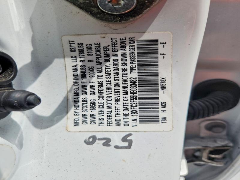 Продаж на аукціоні авто 2017 Honda Civic, vin: 19XFC2F55HE033482, номер лоту: 57843736