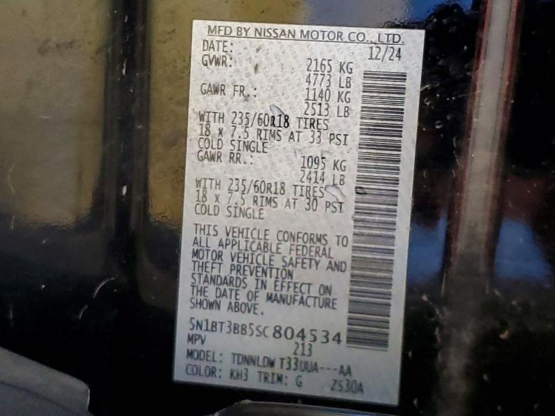 57434366 :رقم المزاد ، 5N1BT3BB5SC804534 vin ، 2025 Nissan Rogue مزاد بيع