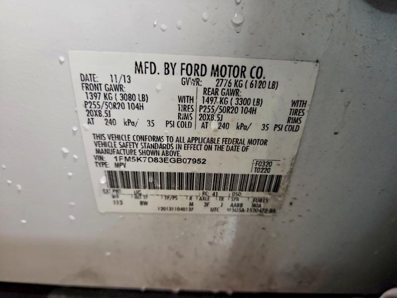 2014 Ford Explorer მანქანა იყიდება აუქციონზე, vin: 1FM5K7D83EGB07952, აუქციონის ნომერი: 55978956