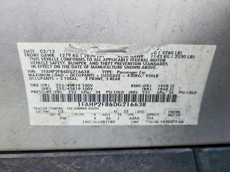 57536686 :رقم المزاد ، 1FAHP2F86DG216638 vin ، 2013 Ford Taurus مزاد بيع