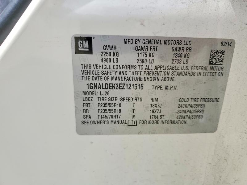 56499416 :رقم المزاد ، 1GNALDEK3EZ121516 vin ، 2014 Chevrolet Equinox مزاد بيع