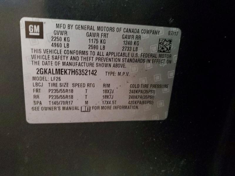 55740706 :رقم المزاد ، 2GKALMEK7H6352142 vin ، 2017 Gmc Terrain مزاد بيع