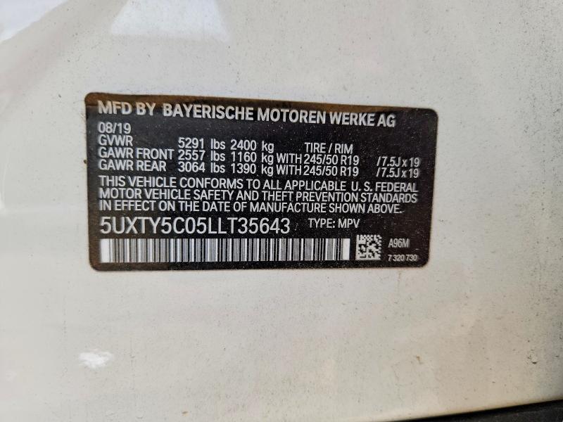 Aukcja sprzedaży 2020 Bmw X3, vin: 5UXTY5C05LLT35643, numer aukcji: 55965726