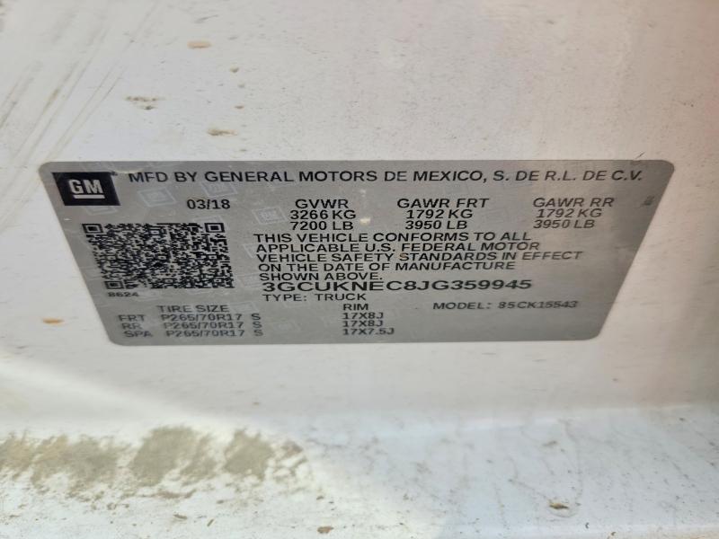 Продаж на аукціоні авто 2018 Chevrolet Silverado, vin: 3GCUKNEC8JG359945, номер лоту: 55555056