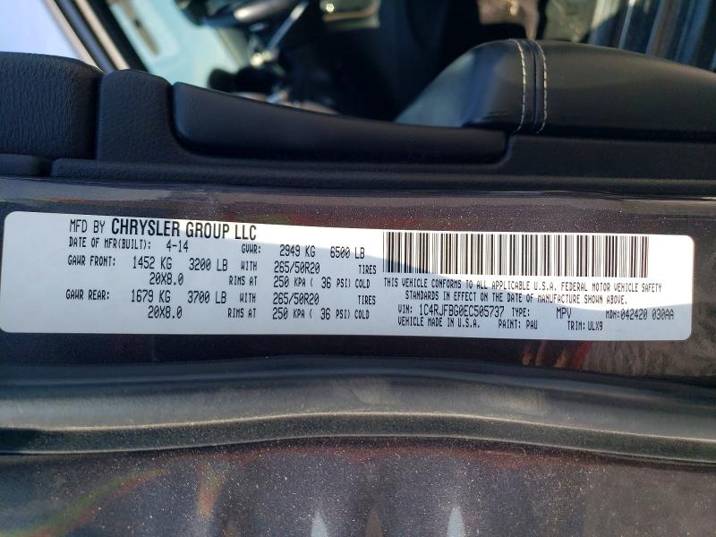 Продажа на аукционе авто 2014 Jeep Grand Cherokee, vin: 1C4RJFBG0EC505737, номер лота: 56296926