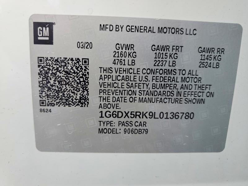 2020 Cadillac Ct5 მანქანა იყიდება აუქციონზე, vin: 1G6DX5RK9L0136780, აუქციონის ნომერი: 57523476