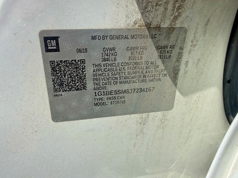 2018 Chevrolet Cruze მანქანა იყიდება აუქციონზე, vin: 1G1BE5SM8J7234167, აუქციონის ნომერი: 56147646
