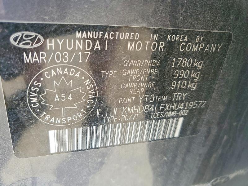 55760166 :رقم المزاد ، KMHD84LFXHU419572 vin ، 2017 Hyundai Elantra مزاد بيع