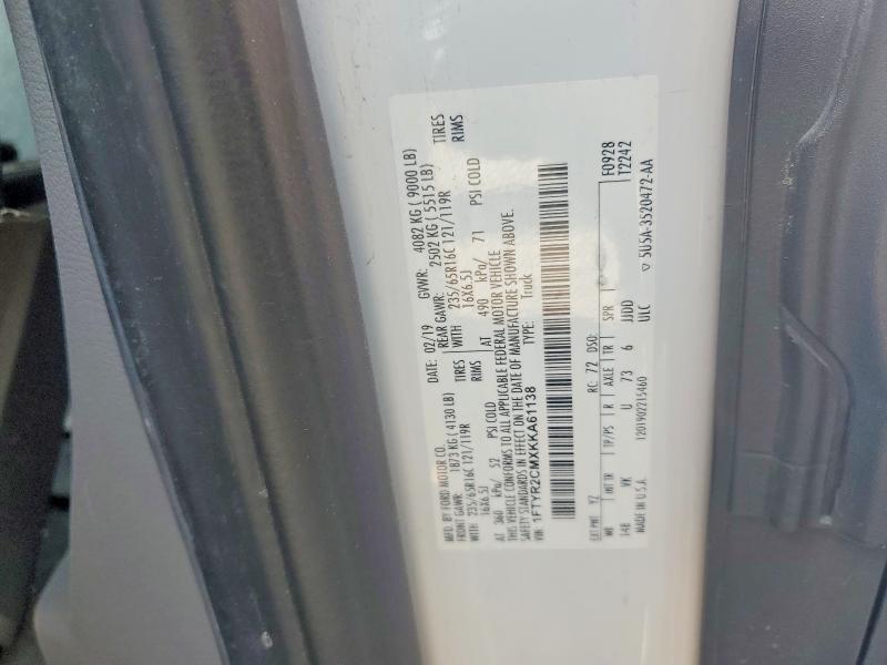 58777926 :رقم المزاد ، 1FTYR2CMXKKA61138 vin ، 2019 Ford Transit مزاد بيع