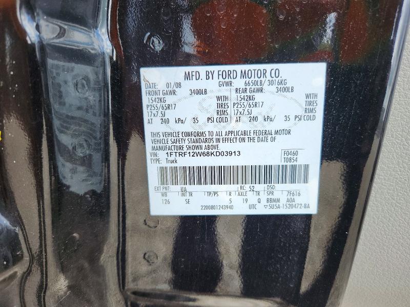 Продаж на аукціоні авто 2008 Ford F150, vin: 1FTRF12W68KD03913, номер лоту: 51922446