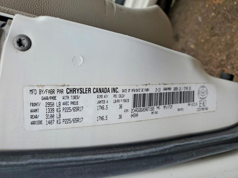 Продажа на аукционе авто 2013 Dodge Grand Caravan, vin: 2C4RDGBG0DR671565, номер лота: 58893546