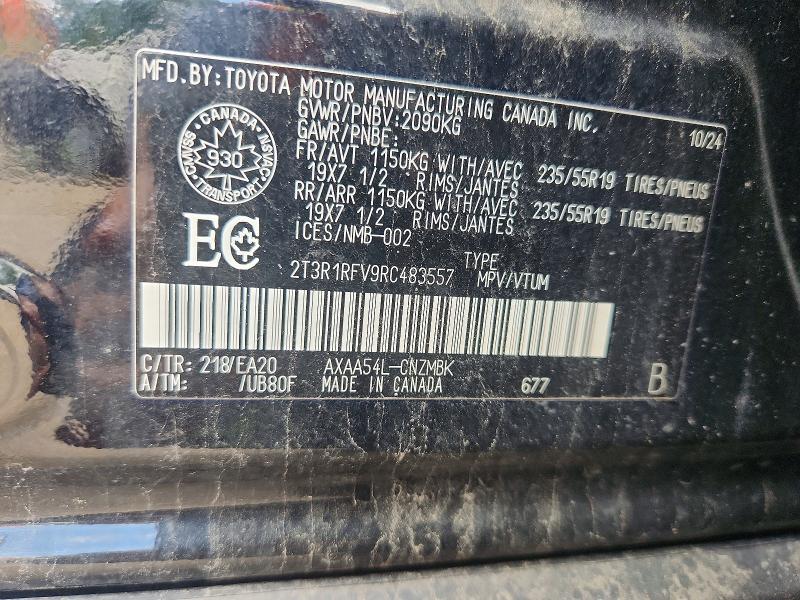 Продаж на аукціоні авто 2024 Toyota Rav4, vin: 2T3R1RFV9RC483557, номер лоту: 52432786