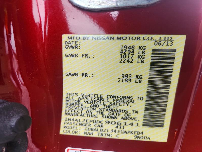 57816426 :رقم المزاد ، 1N4AL2EP0DC906141 vin ، 2013 Nissan Altima مزاد بيع
