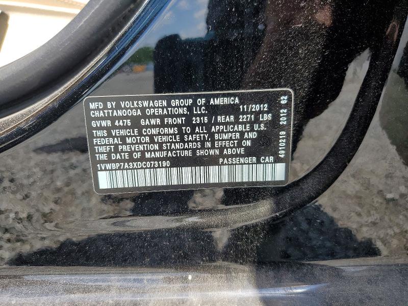2013 Volkswagen Passat მანქანა იყიდება აუქციონზე, vin: 1VWBP7A3XDC073190, აუქციონის ნომერი: 57037676