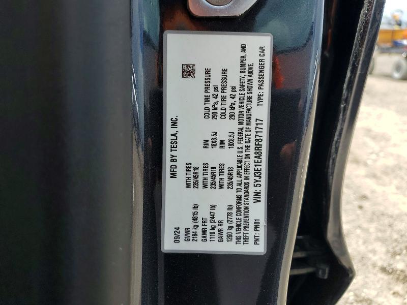 Продаж на аукціоні авто 2024 Tesla Model 3, vin: 5YJ3E1EA8RF871717, номер лоту: 58124496