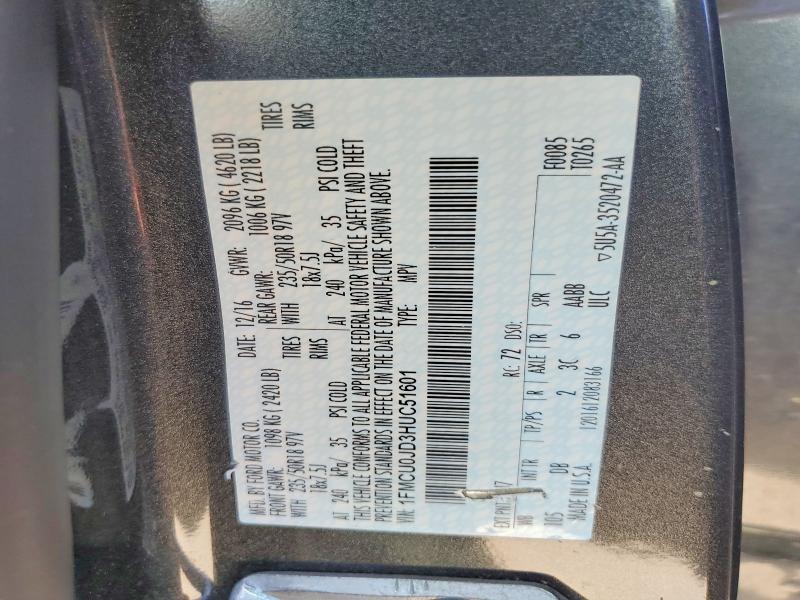 55682076 :رقم المزاد ، 1FMCU0JD3HUC51601 vin ، 2017 Ford Escape مزاد بيع