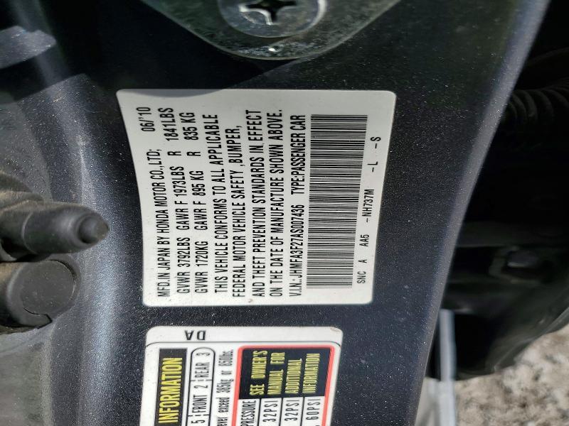 Продаж на аукціоні авто 2010 Honda Civic, vin: JHMFA3F27AS007436, номер лоту: 58310886