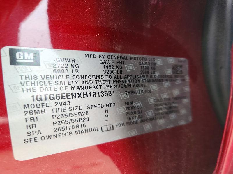 Aukcja sprzedaży 2017 Gmc Canyon, vin: 1GTG6EENXH1313531, numer aukcji: 56495266