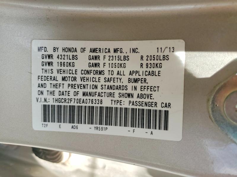 Aukcja sprzedaży 2014 Honda Accord, vin: 1HGCR2F70EA076338, numer aukcji: 85975575