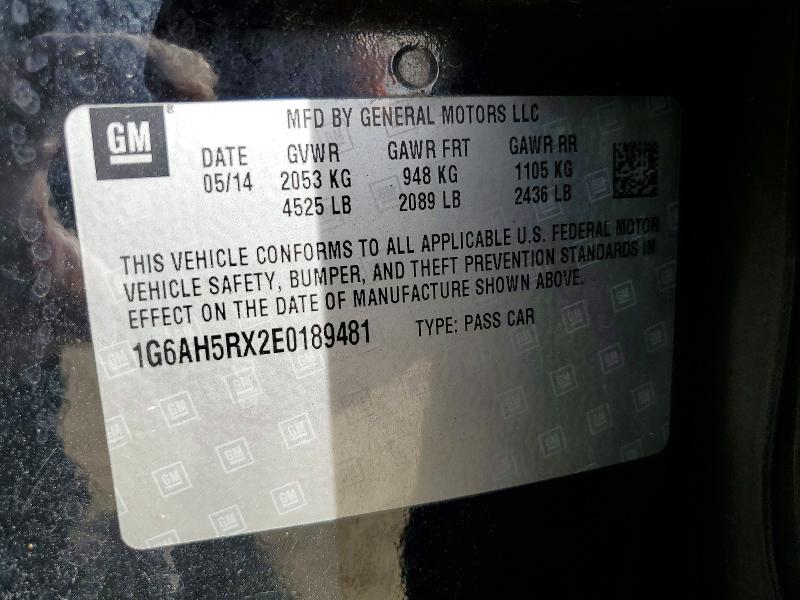 2014 Cadillac Ats მანქანა იყიდება აუქციონზე, vin: 1G6AH5RX2E0189481, აუქციონის ნომერი: 57037426