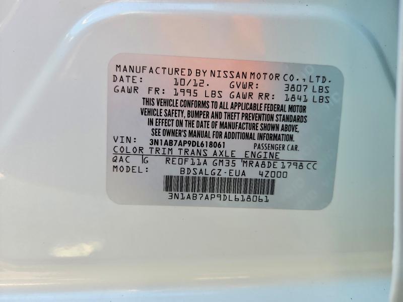 Продажа на аукционе авто 2013 Nissan Sentra, vin: 3N1AB7AP9DL618061, номер лота: 55764256