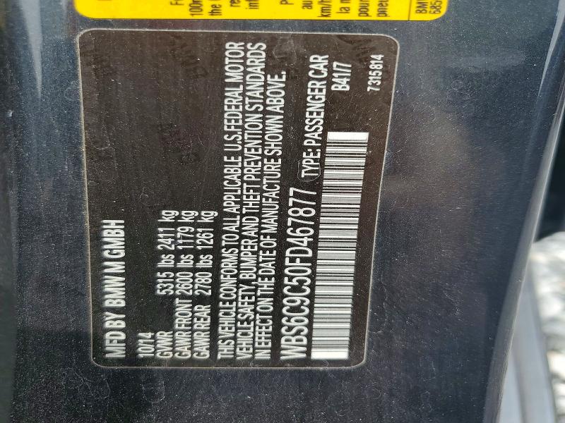 2015 Bmw M6 მანქანა იყიდება აუქციონზე, vin: WBS6C9C50FD467877, აუქციონის ნომერი: 56075556