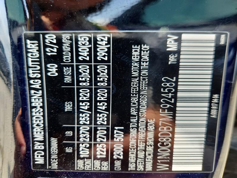 58520956 :رقم المزاد ، W1N0G8DB7MF924582 vin ، 2021 Mercedes-benz Glc مزاد بيع