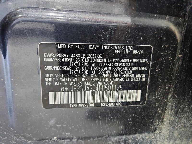 Продажа на аукционе авто 2015 Subaru Forester, vin: JF2SJAGC4FH501125, номер лота: 57352976
