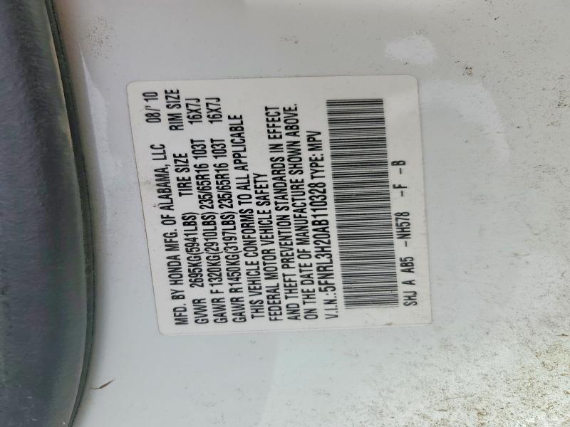 Aukcja sprzedaży 2010 Honda Odyssey, vin: 5FNRL3H20AB110328, numer aukcji: 58483436