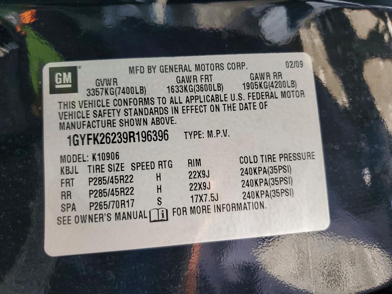 Продажа на аукционе авто 2009 Cadillac Escalade, vin: 1GYFK26239R196396, номер лота: 58232806