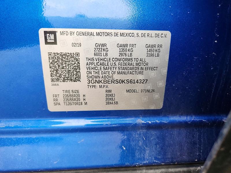Продаж на аукціоні авто 2019 Chevrolet Blazer, vin: 3GNKBERS0KS614327, номер лоту: 56580386