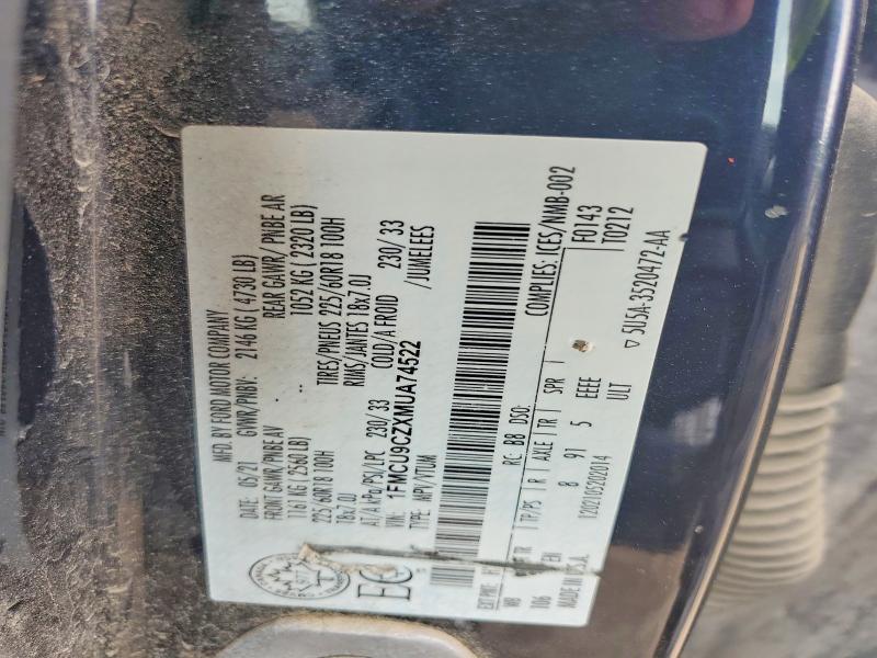 Продаж на аукціоні авто 2021 Ford Escape, vin: 1FMCU9CZXMUA74522, номер лоту: 58264986
