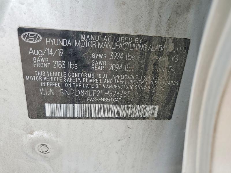 2020 Hyundai Elantra მანქანა იყიდება აუქციონზე, vin: 5NPD84LF2LH523285, აუქციონის ნომერი: 59016646