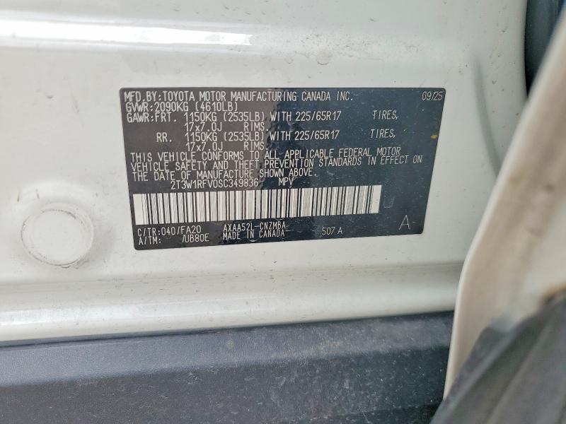 56088626 :رقم المزاد ، 2T3W1RFV0SC349836 vin ، 2025 Toyota Rav4 مزاد بيع