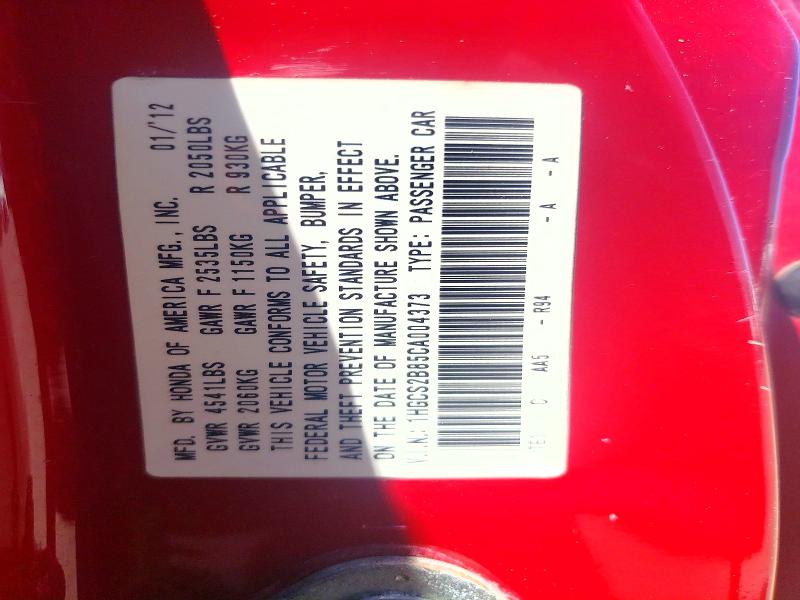 Aukcja sprzedaży 2012 Honda Accord, vin: 1HGCS2B85CA004373, numer aukcji: 55607246