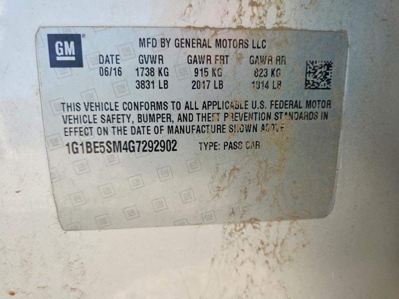 Продаж на аукціоні авто 2016 Chevrolet Cruze, vin: 1G1BE5SM4G7292902, номер лоту: 59324676