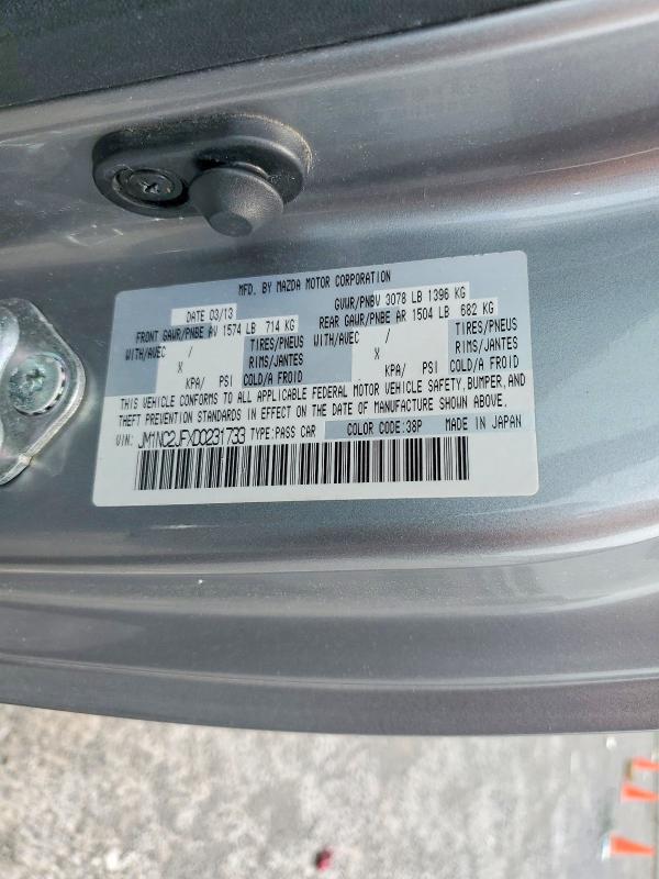 57445426 :رقم المزاد ، JM1NC2JFXD0231733 vin ، 2013 Mazda Mx-5 Miata مزاد بيع
