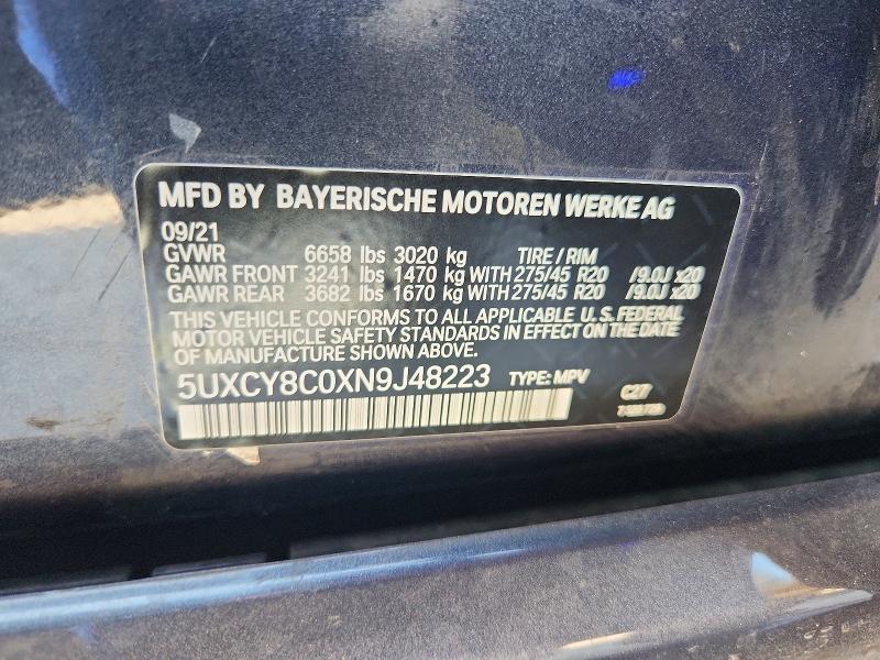 Aukcja sprzedaży 2022 Bmw X6, vin: 5UXCY8C0XN9J48223, numer aukcji: 58334336