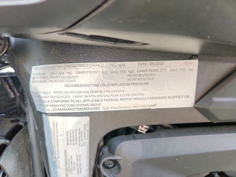 Продажа на аукционе авто 2021 Ducati Monster, vin: ZDMMAMDT9MB002483, номер лота: 55972956