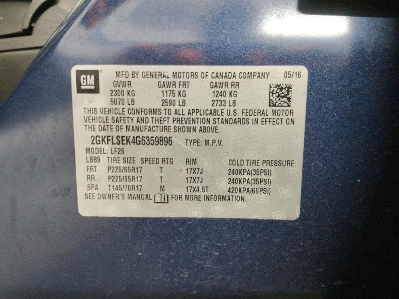 Aukcja sprzedaży 2016 Gmc Terrain, vin: 2GKFLSEK4G6359896, numer aukcji: 56484906