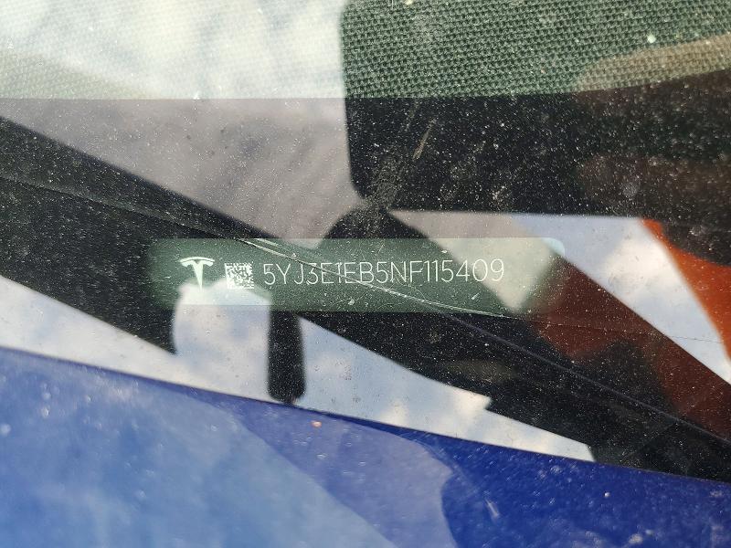 58034766 :رقم المزاد ، 5YJ3E1EB5NF115409 vin ، 2022 Tesla Model 3 مزاد بيع