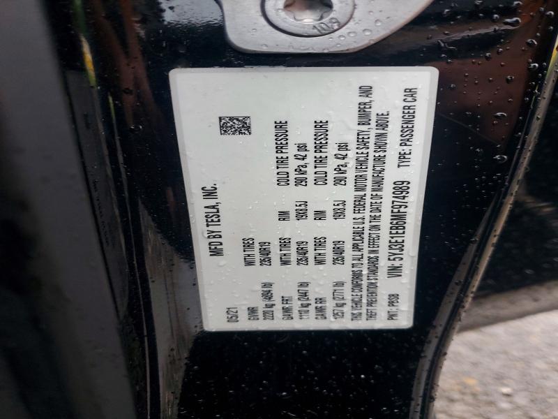 57372166 :رقم المزاد ، 5YJ3E1EB6MF974989 vin ، 2021 Tesla Model 3 مزاد بيع