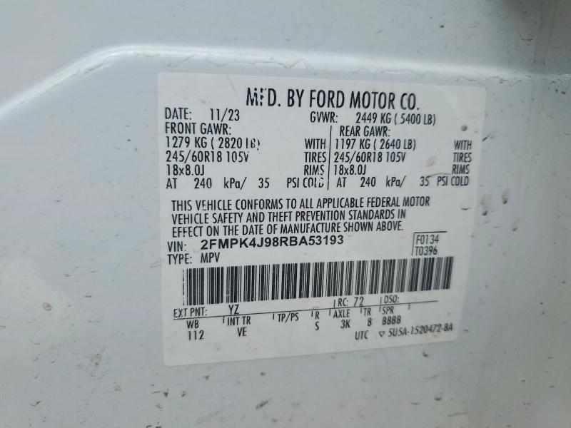 Aukcja sprzedaży 2024 Ford Edge, vin: 2FMPK4J98RBA53193, numer aukcji: 58078486