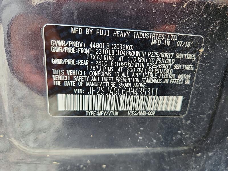Продажа на аукционе авто 2017 Subaru Forester, vin: JF2SJAGC6HH435311, номер лота: 56436066