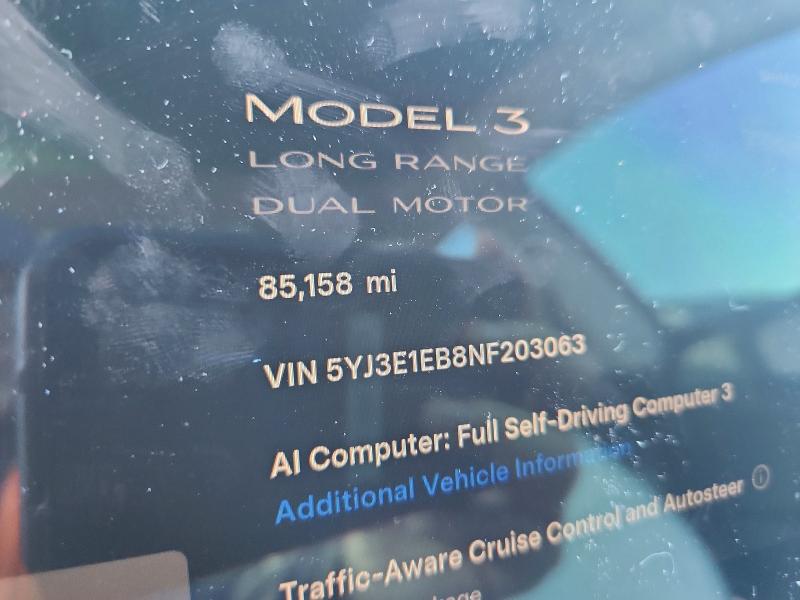 Продаж на аукціоні авто 2022 Tesla Model 3, vin: 5YJ3E1EB8NF203063, номер лоту: 58440166