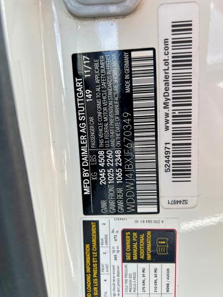 2018 Mercedes-benz C მანქანა იყიდება აუქციონზე, vin: WDDWJ4JBXJF670349, აუქციონის ნომერი: 56266136