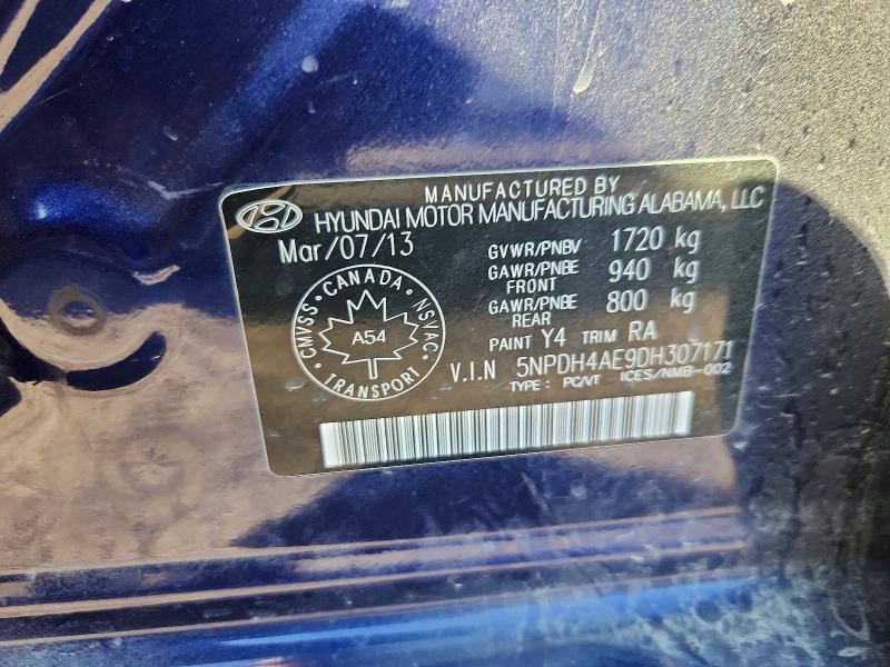 55761016 :رقم المزاد ، 5NPDH4AE9DH307171 vin ، 2013 Hyundai Elantra مزاد بيع