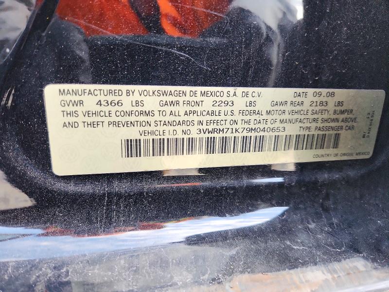2009 Volkswagen Jetta მანქანა იყიდება აუქციონზე, vin: 3VWRM71K79M040653, აუქციონის ნომერი: 57750076