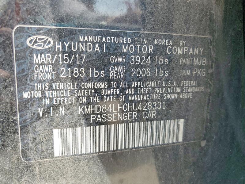 Продаж на аукціоні авто 2017 Hyundai Elantra, vin: KMHD84LF0HU428331, номер лоту: 58782036